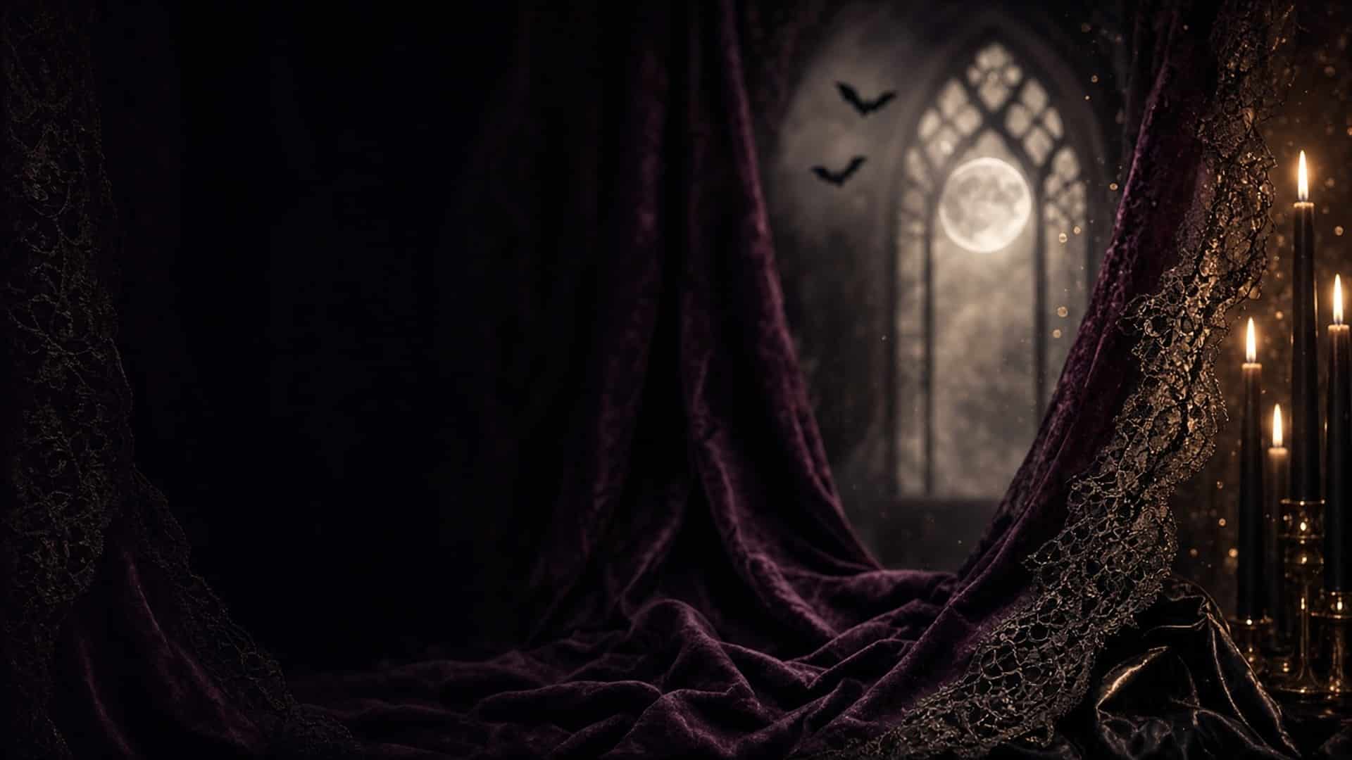 Halloween lingerie sale banner, dark lace